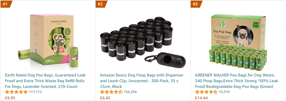 Doggy Poo Bags on Amazon